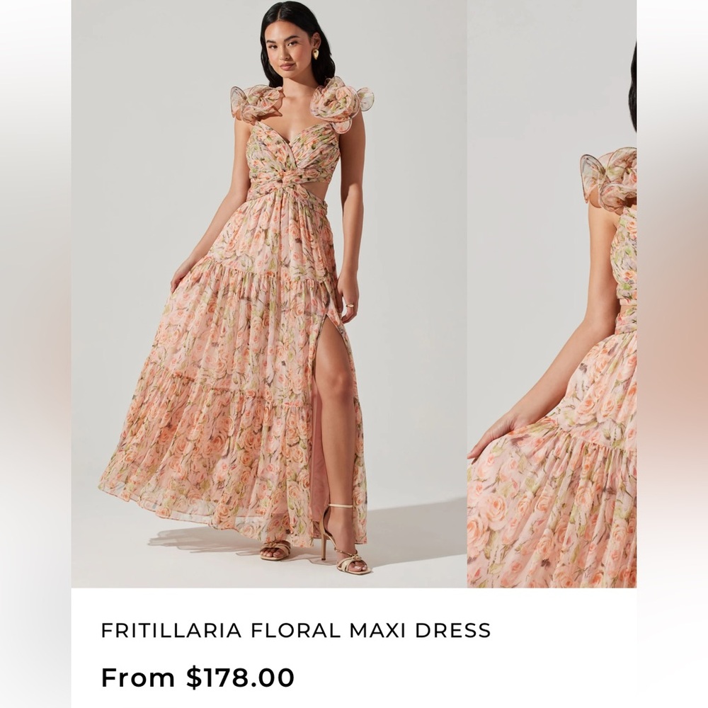 NWT Astr the label FRITILLARIA FLORAL MAXI DRESS in coral floral